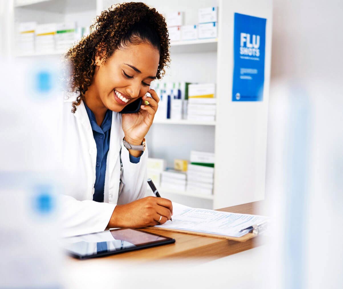 Pharmacist on phone
