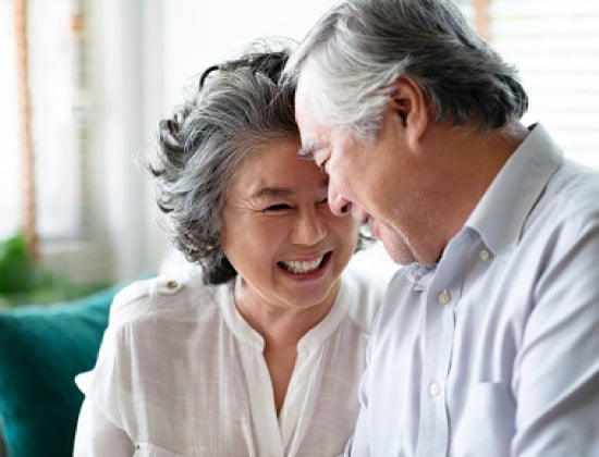 Older couple enjoying time together and laughing