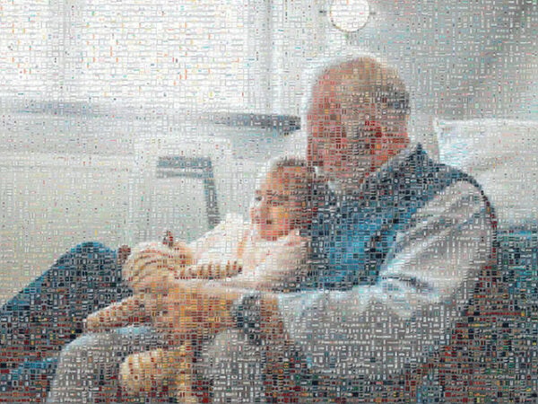 Mosaic photo of child and grandparent