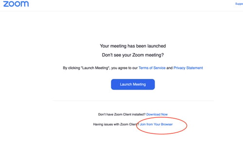 Zoom welcome screen