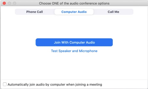 Zoom join with computer audio screenshot