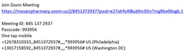 Zoom meeting link screenshot