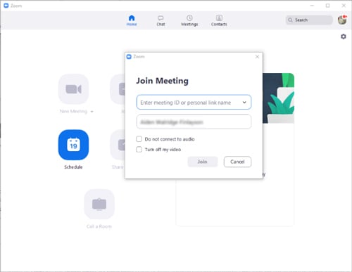 Zoom meeting join meeting dialog box screenshot