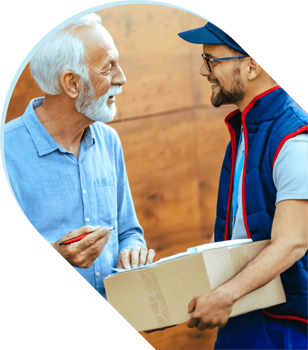 Elderly man receiving package